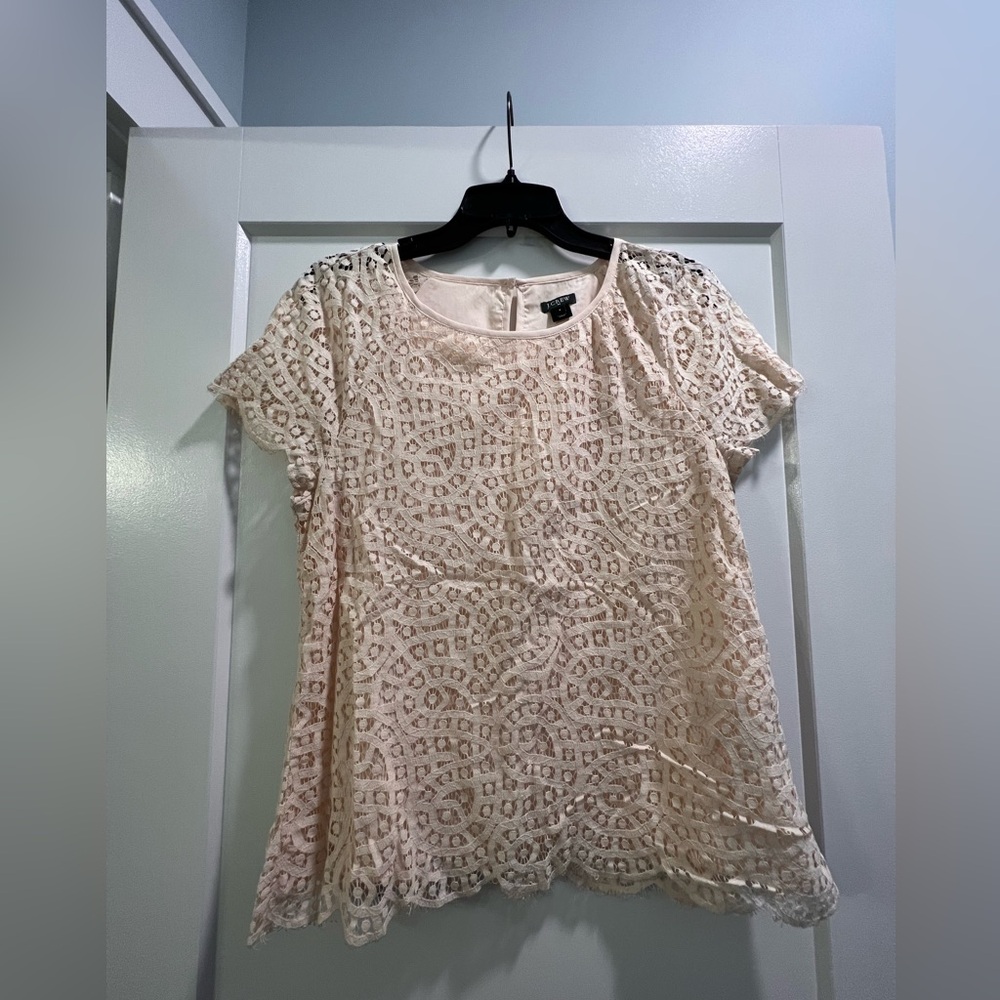 J. Crew cream lace blouse, size 6